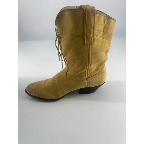 Vintage Capezio Cowgirl Boots Womens Size 7.5 M Tan Leather Fringe Western Rodeo - Picture 4 of 12